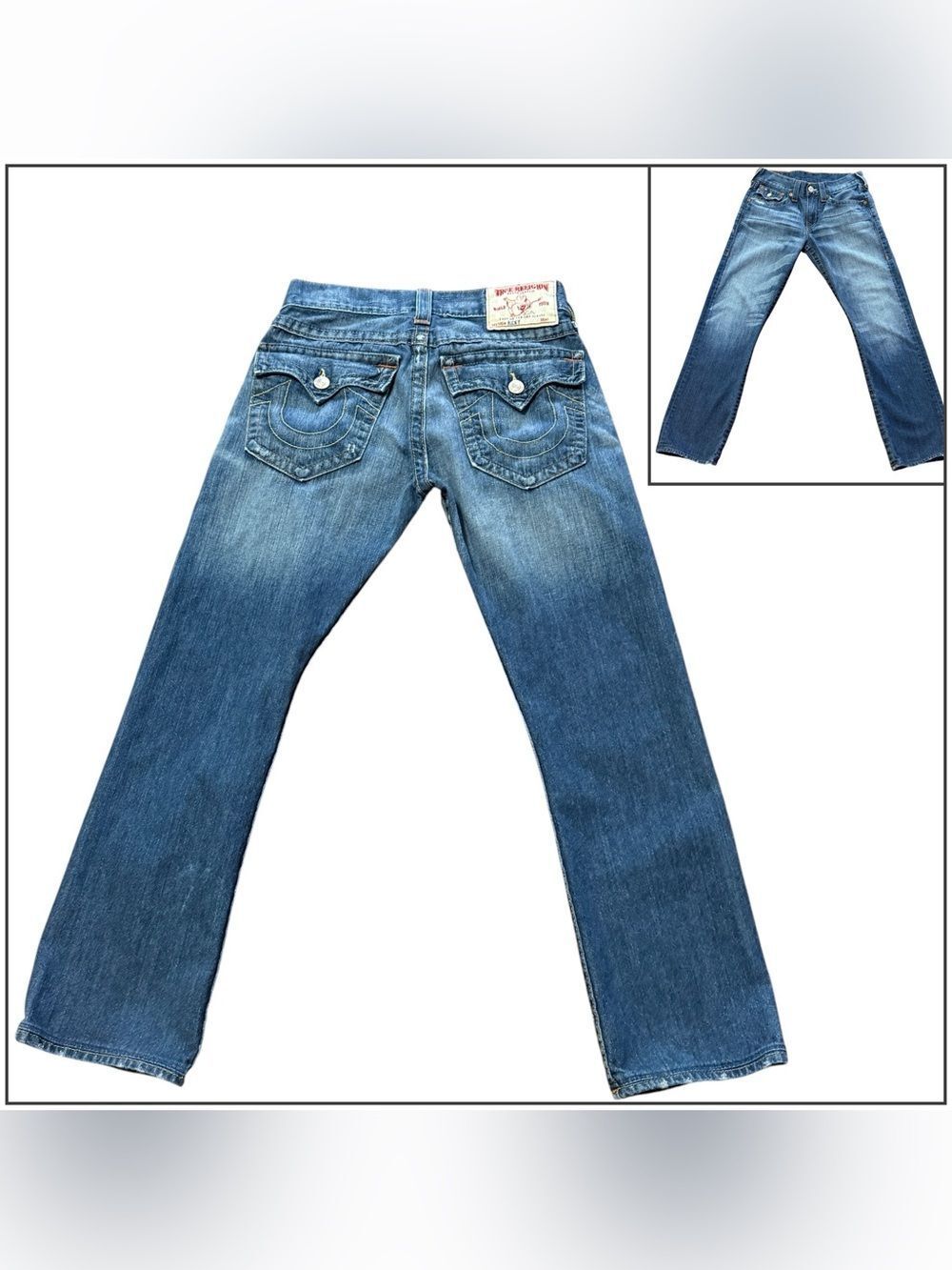 Vintage Y2K True Religion Ricky Straight Leg Jeans in Medium Blue Wash Size 31